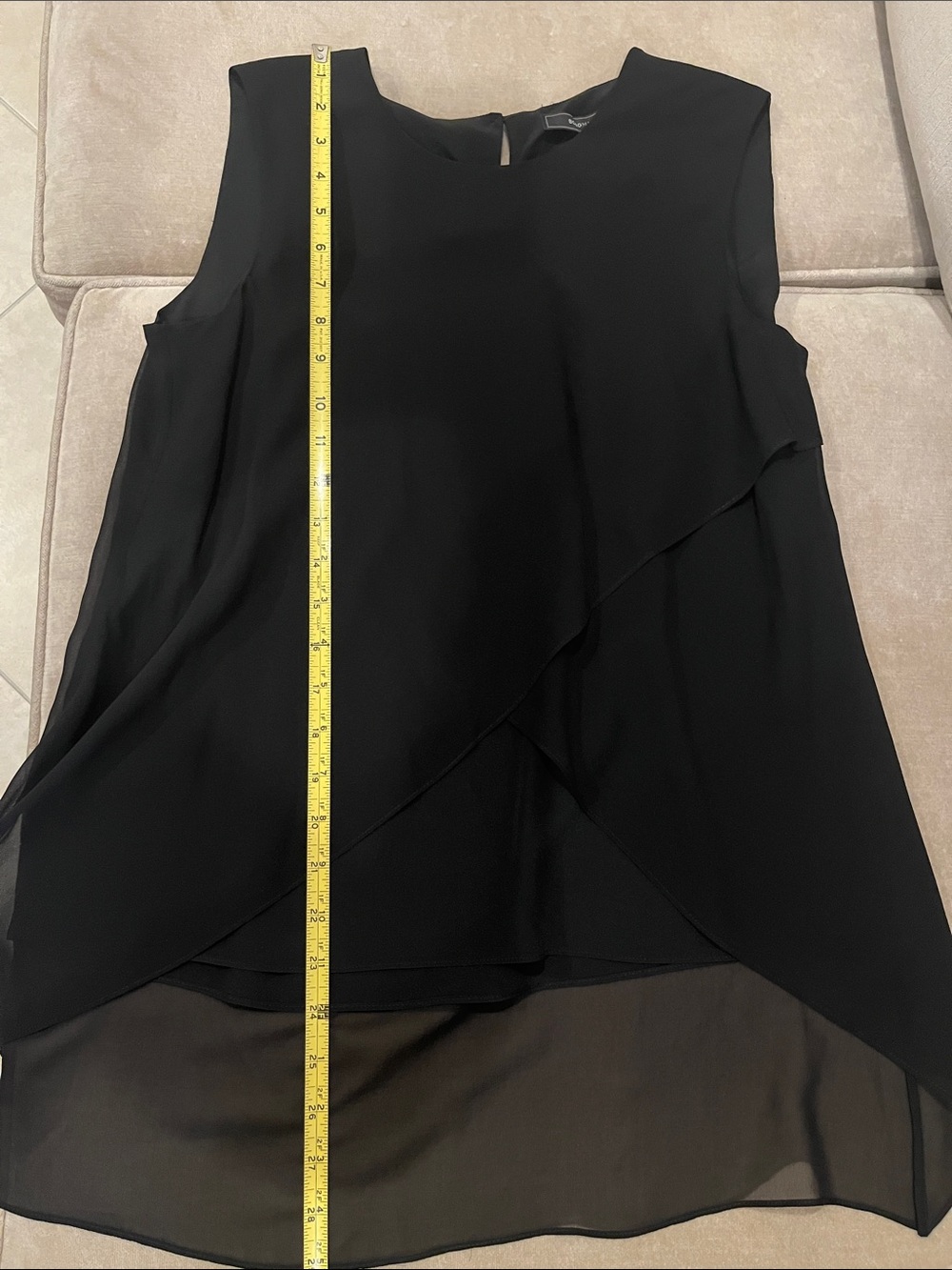 BCBGMaxAzria Lorielle Black Silk Sleeveless Top NWT Flowy Layered Elegant Small - Picture 9 of 14